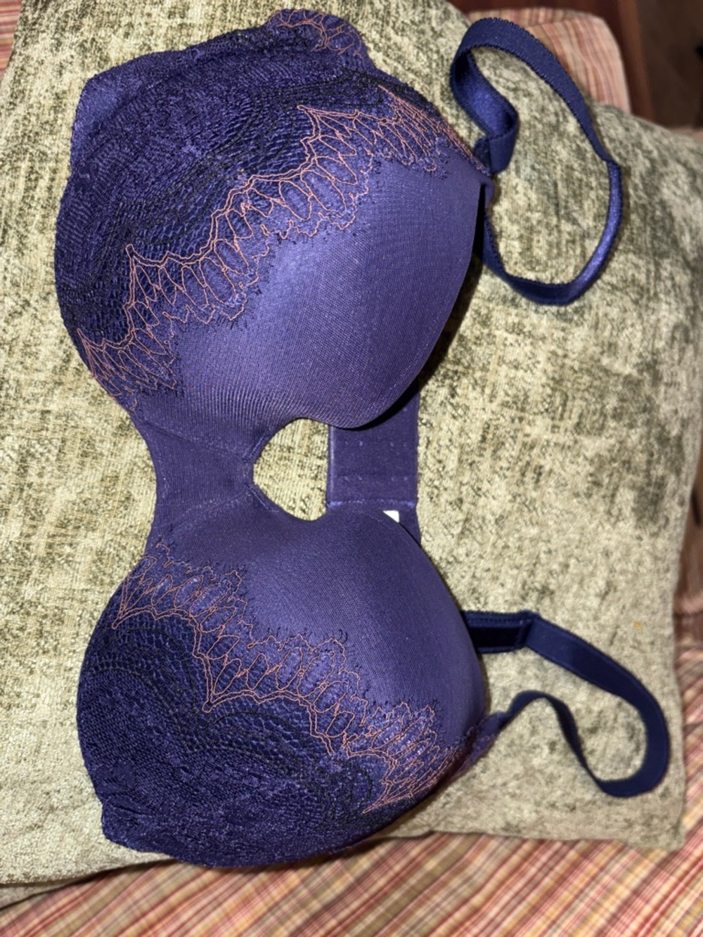 Everyday T-Shirt Bra with Lace Accents — Deep Indigo